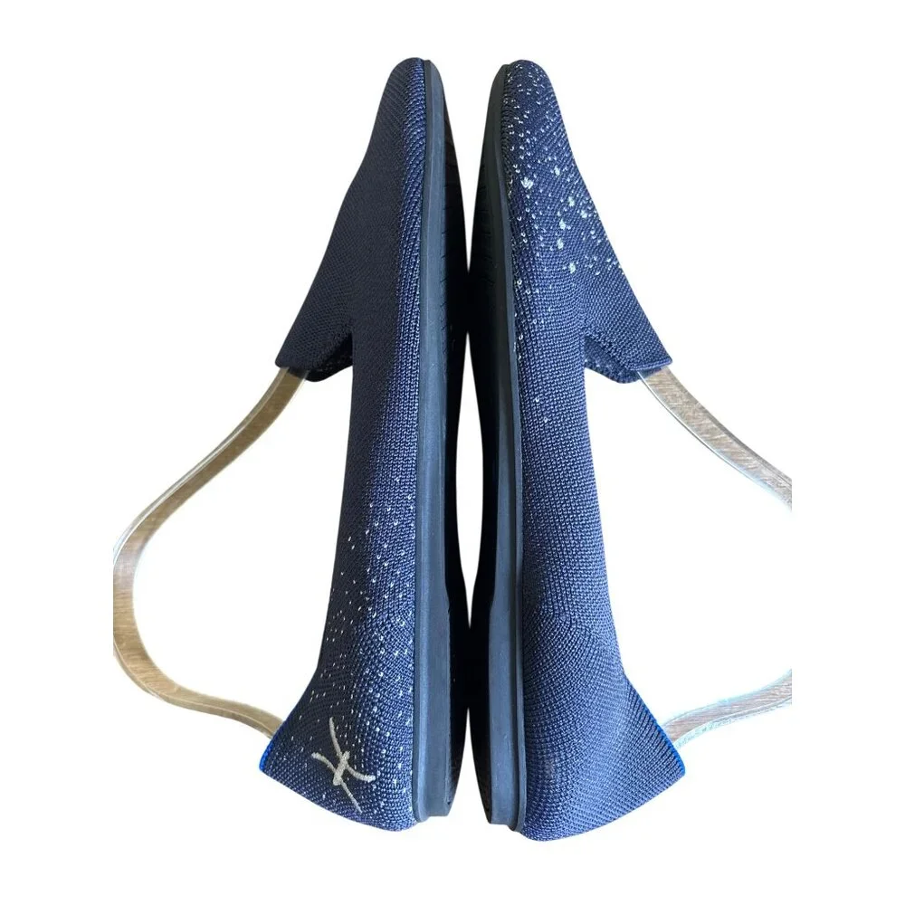 Rothy's Zodiac Sign Ballet Flats Pisces Navy Blue Limited Edition Embroidered Si